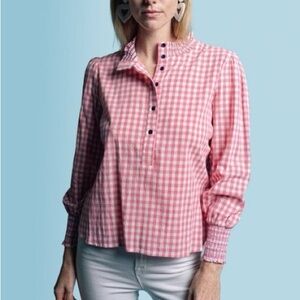 NWT The Shirt Pink and White Gingham blouse. Size XS.